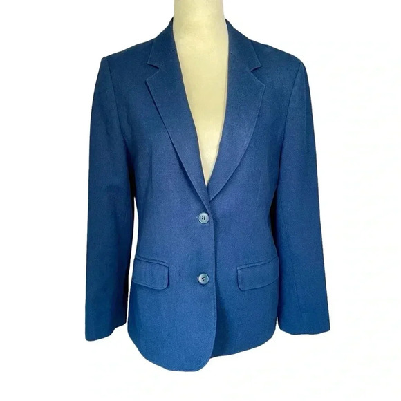Pendleton Pure Virgin Wool Navy Blue Vintage 2 Button  Blazer Jacket Women Sz M - Picture 1 of 8